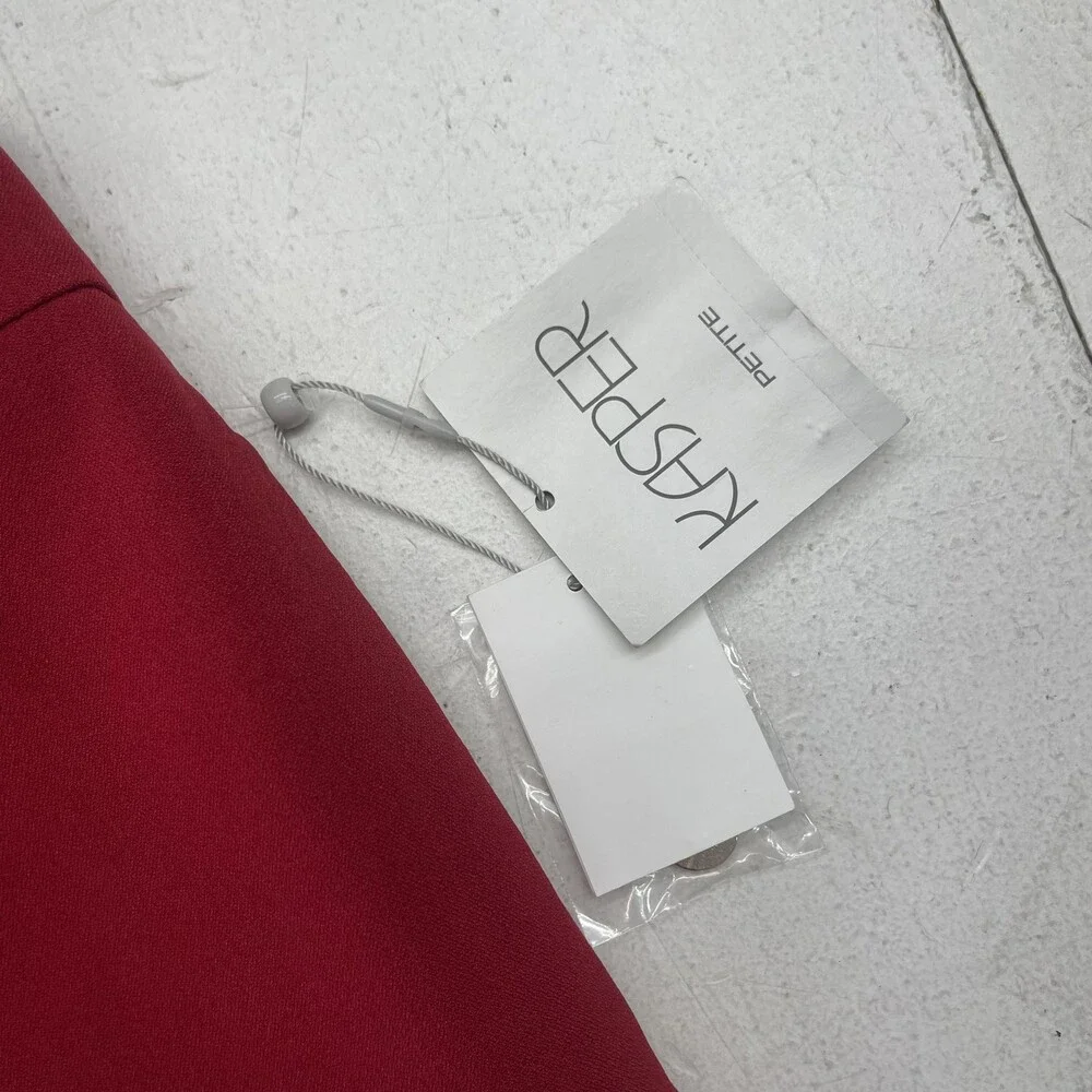 Kasper Dress Pants Womens 14P Red Crepe Wide Leg Zip Pockets Stretch Work Office - Picture 2 of 10